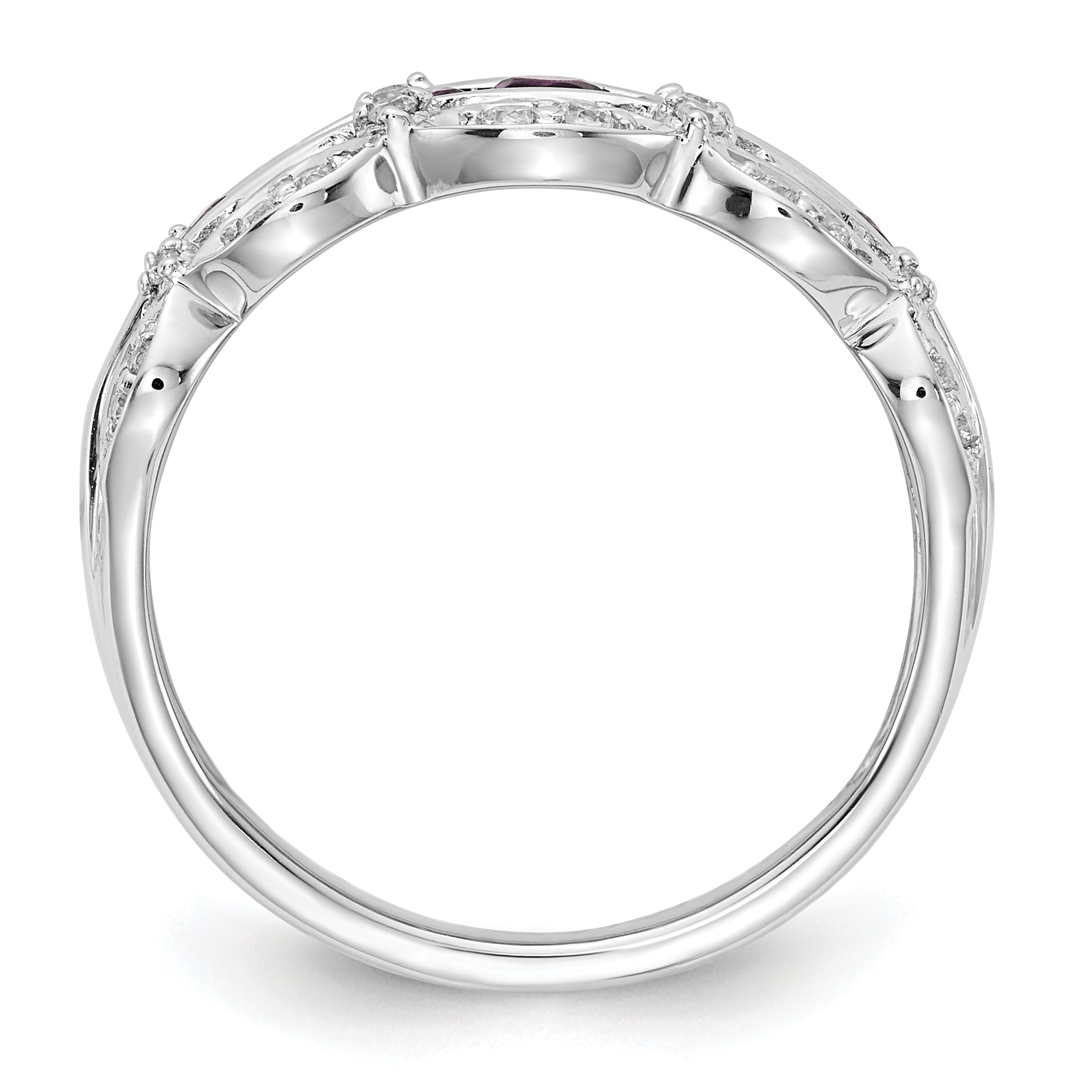 14k White Gold 1/5 carat Lab Grown Diamond VS/SI+ G+ and Lab Created Ruby Complete Fancy Ring Secondary image