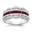 14k White Gold 1/5 carat Lab Grown Diamond VS/SI+ G+ and Lab Created Ruby Complete Fancy Ring