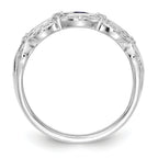 14k White Gold 1/5 carat Lab Grown Diamond VS/SI+ G+ and Lab Created Blue Sapphire Complete Fancy Ring