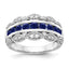 14k White Gold 1/5 carat Lab Grown Diamond VS/SI+ G+ and Lab Created Blue Sapphire Complete Fancy Ring