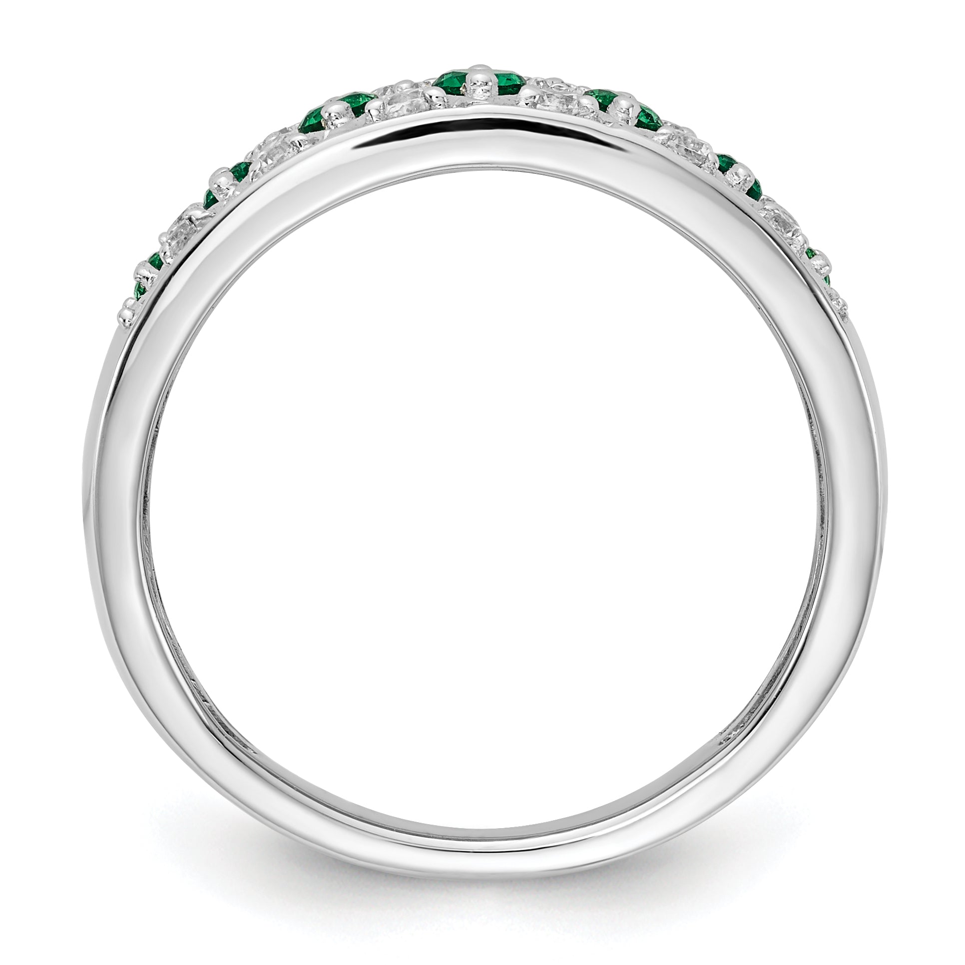 14k White Gold 1/5 carat Lab Grown Diamond VS/SI+ G+ and Lab Created Emerald Complete Fancy Ring