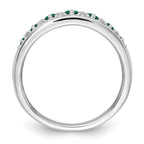 14k White Gold 1/5 carat Lab Grown Diamond VS/SI+ G+ and Lab Created Emerald Complete Fancy Ring