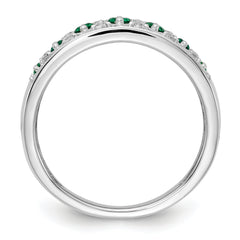 14k White Gold 1/5 carat Lab Grown Diamond VS/SI+ G+ and Lab Created Emerald Complete Fancy Ring