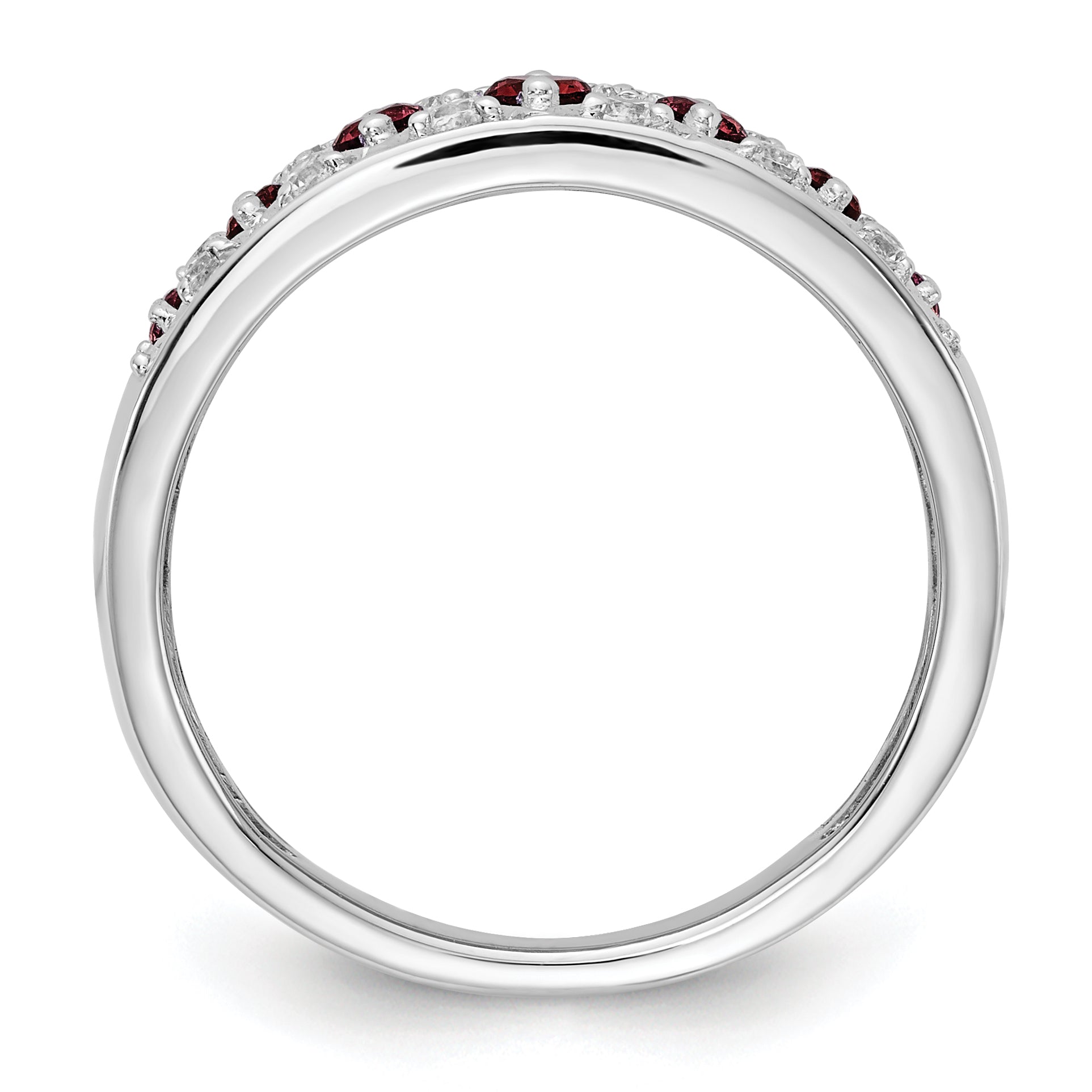 14k White Gold 1/5 carat Lab Grown Diamond VS/SI+ G+ and Lab Created Ruby Complete Fancy Ring Secondary image