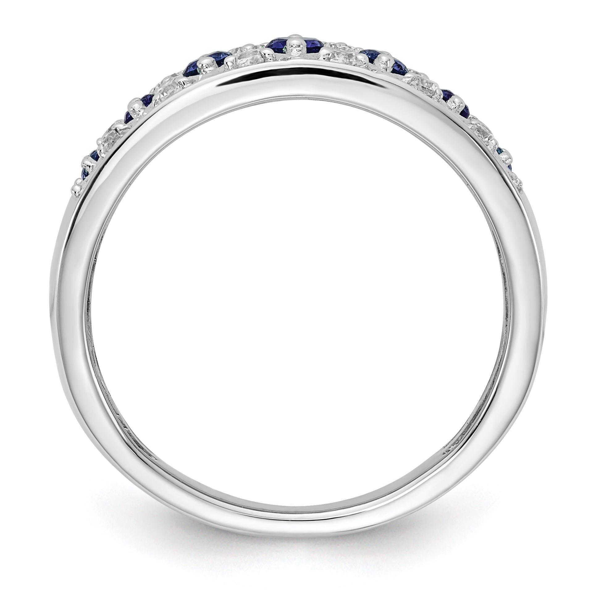 14k White Gold 1/5 carat Lab Grown Diamond VS/SI+ G+ and Lab Created Blue Sapphire Complete Fancy Ring