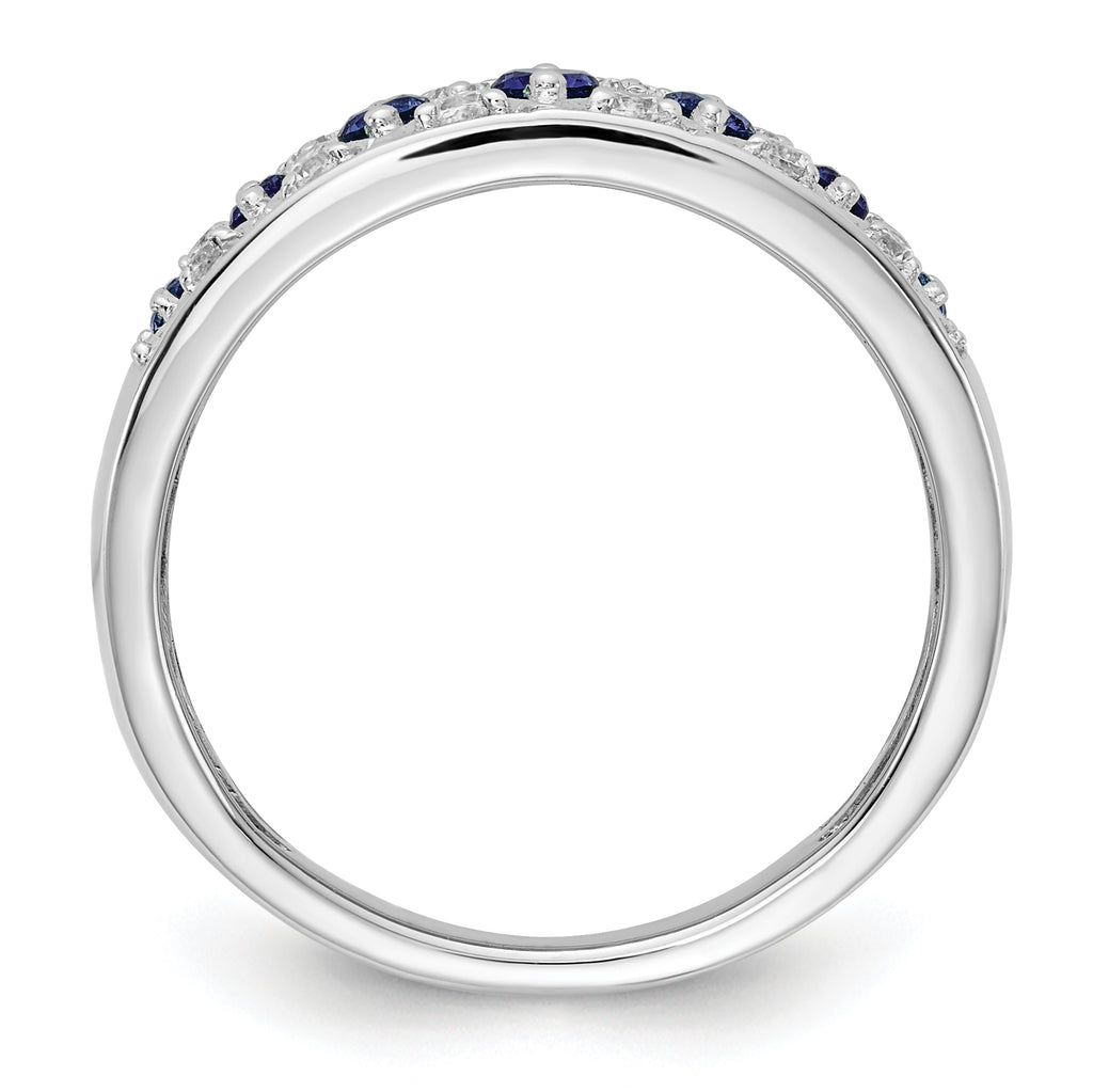 14k White Gold 1/5 carat Lab Grown Diamond VS/SI+ G+ and Lab Created Blue Sapphire Complete Fancy Ring