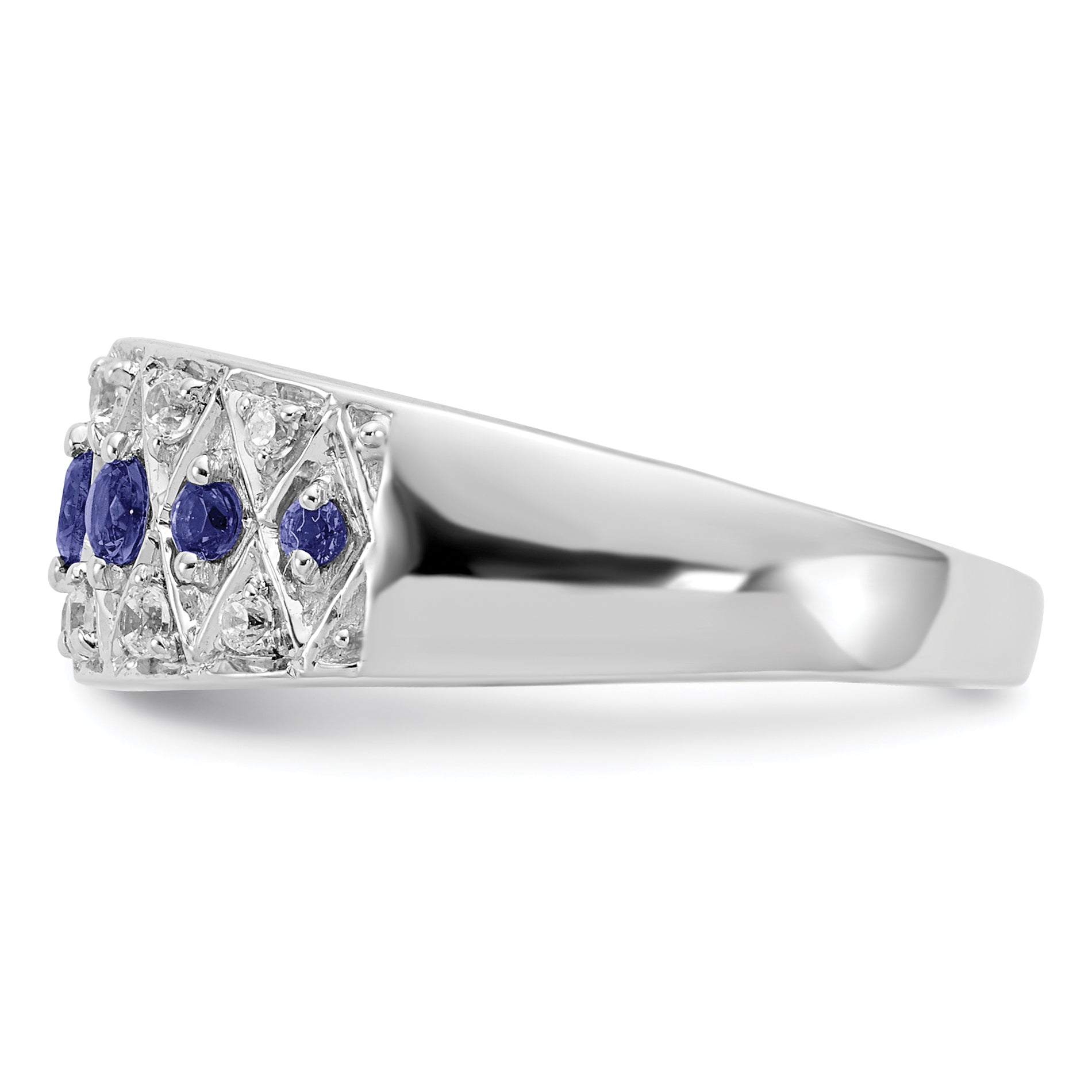 14k White Gold 1/5 carat Lab Grown Diamond VS/SI+ G+ and Lab Created Blue Sapphire Complete Fancy Ring