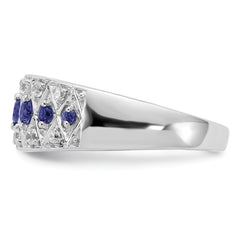 14k White Gold 1/5 carat Lab Grown Diamond VS/SI+ G+ and Lab Created Blue Sapphire Complete Fancy Ring