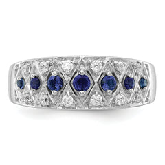 14k White Gold 1/5 carat Lab Grown Diamond VS/SI+ G+ and Lab Created Blue Sapphire Complete Fancy Ring