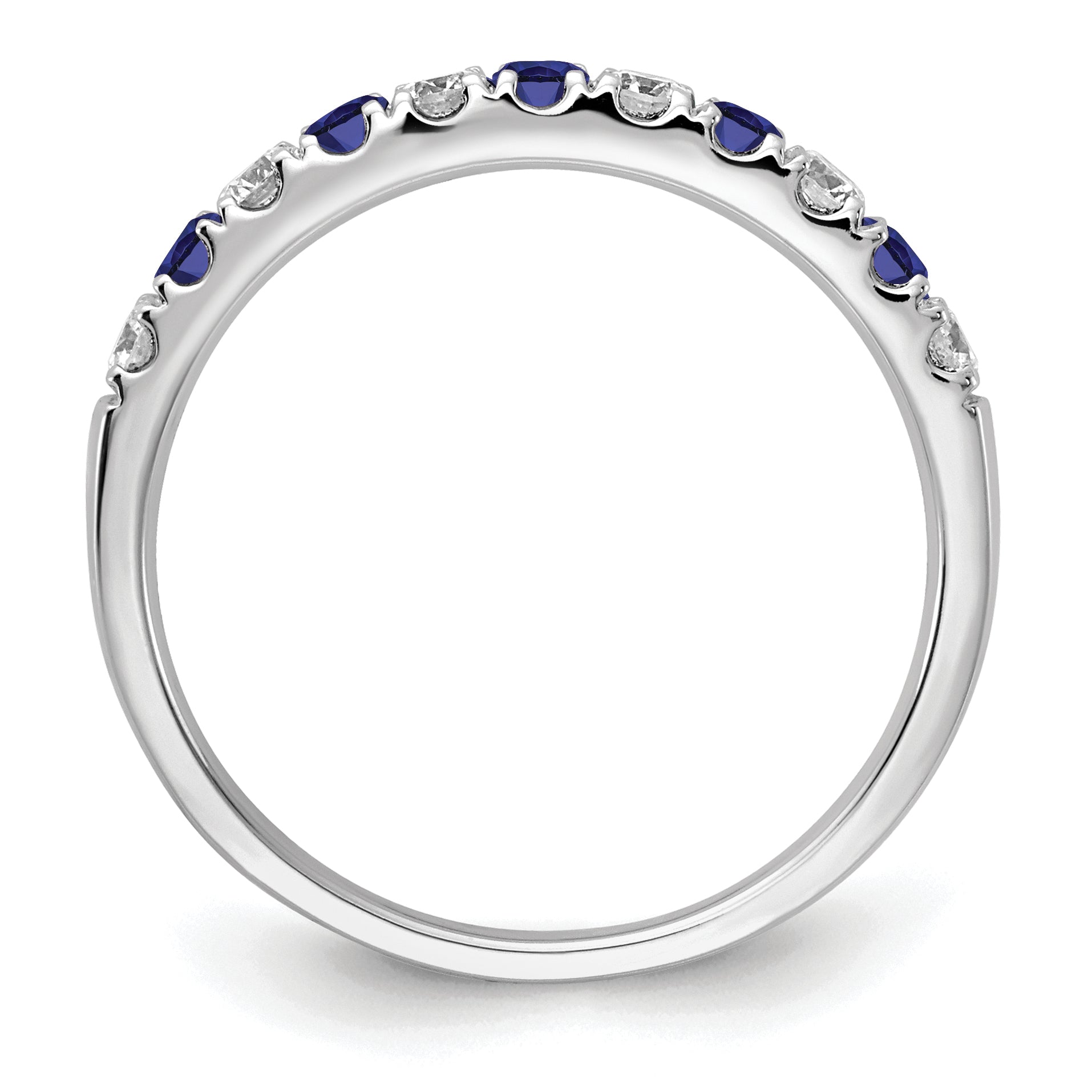 14k White Gold 1/2 carat Lab Grown Diamond VS/SI+ G+ and Lab Created Blue Sapphire Complete Band Secondary image