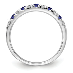 14k White Gold 1/2 carat Lab Grown Diamond VS/SI+ G+ and Lab Created Blue Sapphire Complete Band