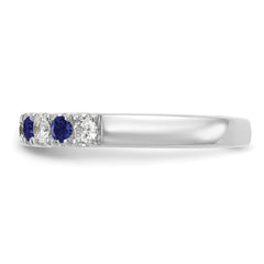 14k White Gold 1/2 carat Lab Grown Diamond VS/SI+ G+ and Lab Created Blue Sapphire Complete Band