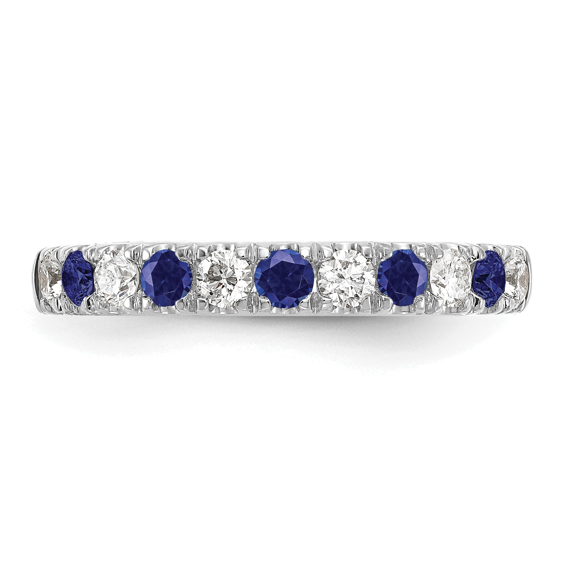 14k White Gold 1/2 carat Lab Grown Diamond VS/SI+ G+ and Lab Created Blue Sapphire Complete Band