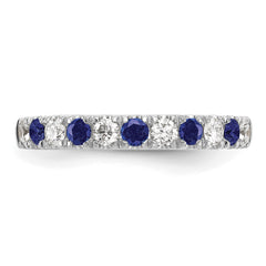 14k White Gold 1/2 carat Lab Grown Diamond VS/SI+ G+ and Lab Created Blue Sapphire Complete Band