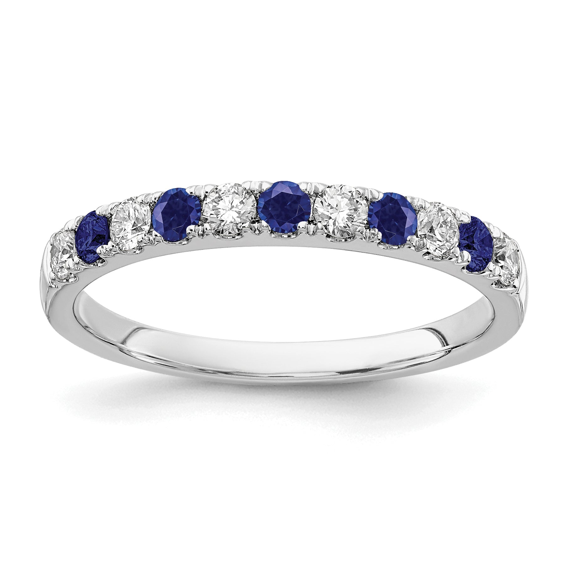 14k White Gold 1/2 carat Lab Grown Diamond VS/SI+ G+ and Lab Created Blue Sapphire Complete Band Main image