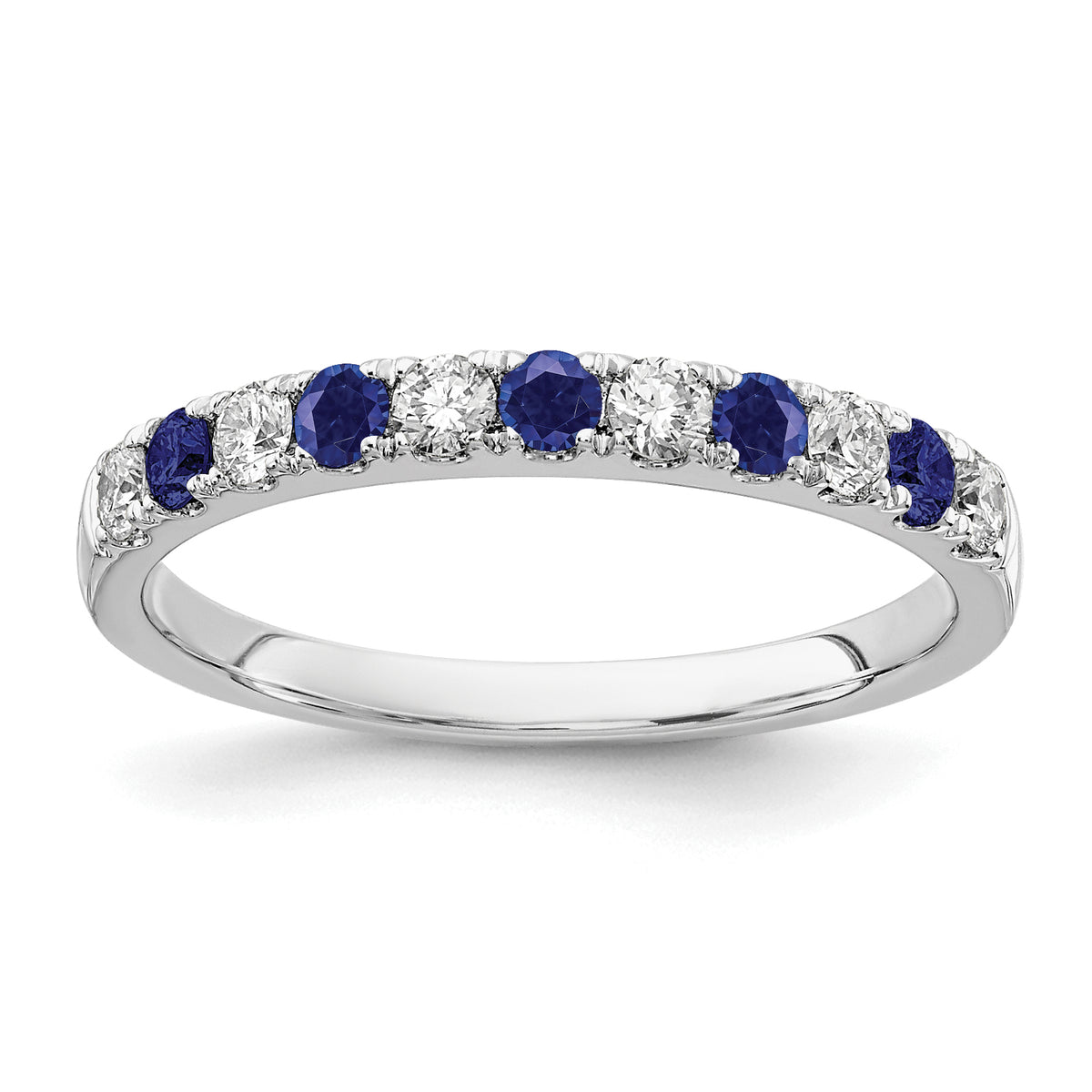 14k White Gold 1/2 carat Lab Grown Diamond VS/SI+ G+ and Lab Created Blue Sapphire Complete Band