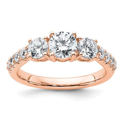 Three-Stone Lab-Grown Diamond Engagement Ring in 14K Rose Gold (1 1/2 ct. tw.), Size 7 - Sophia Jewelers