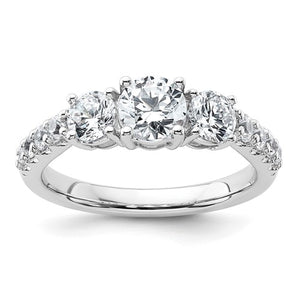 Three-Stone Lab-Grown Diamond Engagement Ring in 14K White Gold (1 1/2 ct. tw.), Size 7 - Sophia Jewelers