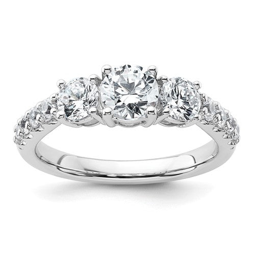 Three-Stone Lab-Grown Diamond Engagement Ring in 14K White Gold (1 1/2 ct. tw.), Size 7 - Sophia Jewelers
