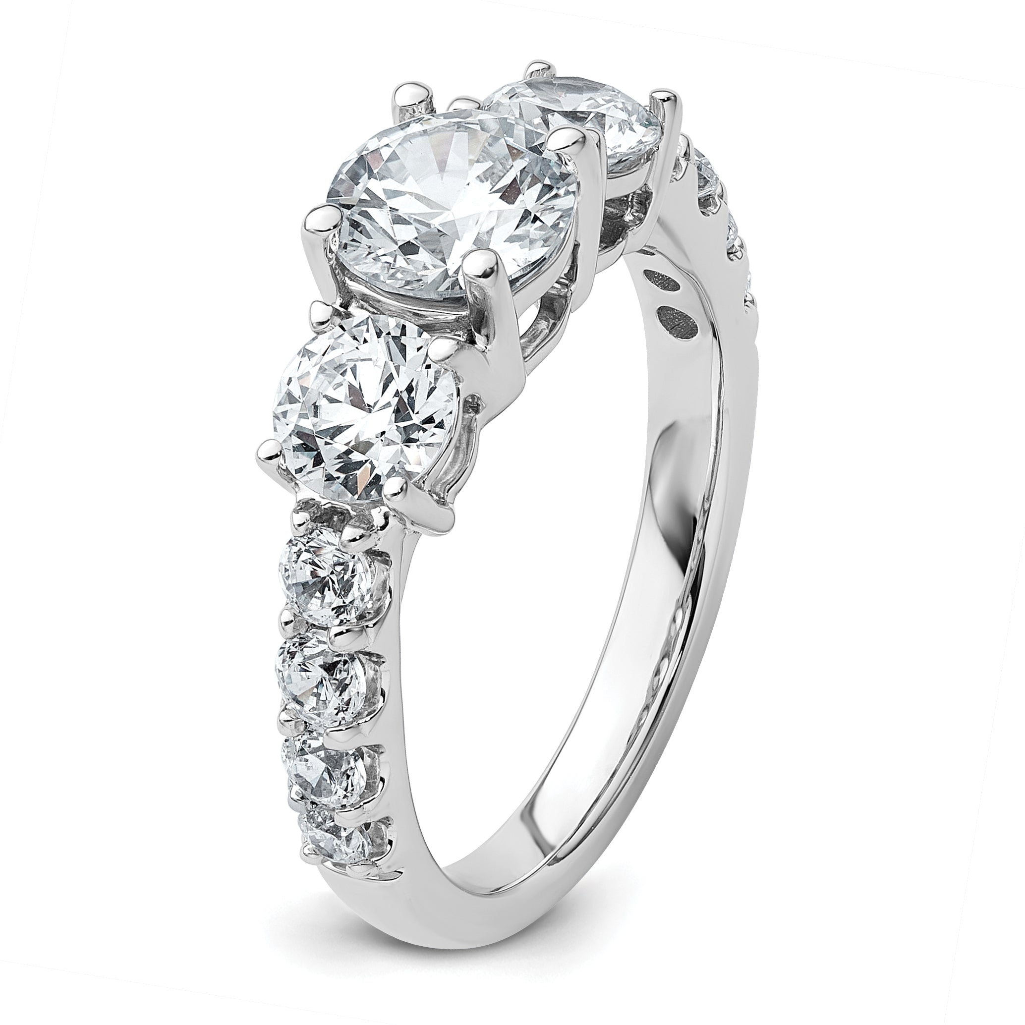 14k White Gold 2 1/2 carat Lab Grown Diamond VS/SI+ G+ Round Complete Engagement Ring