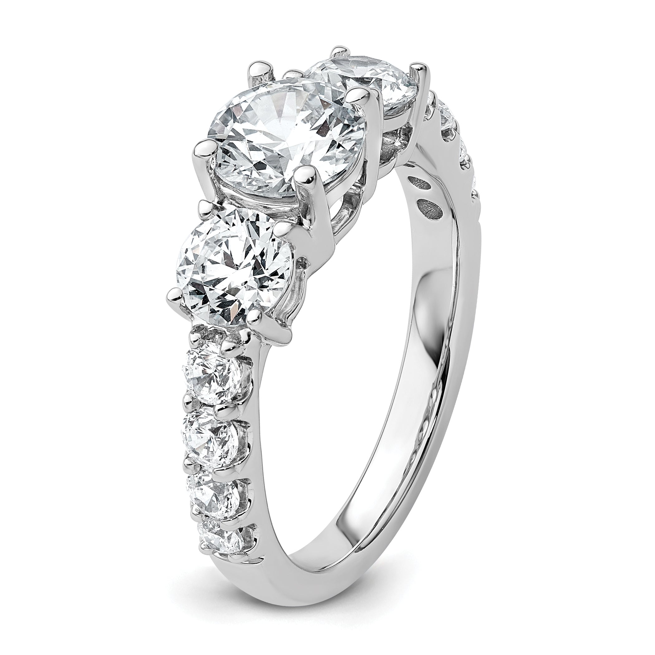 14k White Gold 2 1/2 carat Lab Grown Diamond VS/SI+ G+ Round Complete Engagement Ring