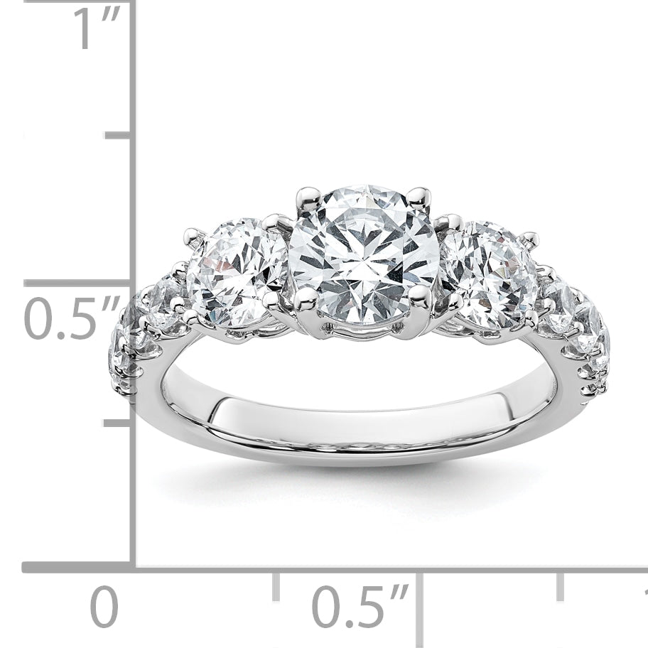 14k White Gold 2 1/2 carat Lab Grown Diamond VS/SI+ G+ Round Complete Engagement Ring