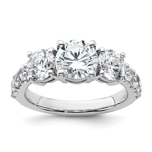 Three-Stone Lab-Grown Diamond Engagement Ring in 14K White Gold (3.01 ct. tw.), Size 7 - Sophia Jewelers