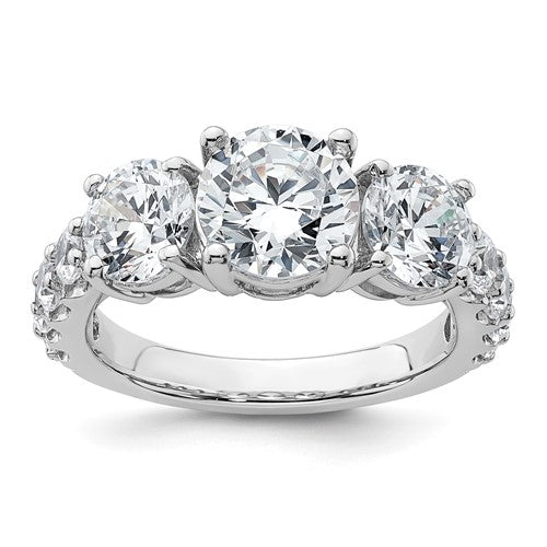 Three-Stone Engagement Ring in 14K White Gold (4 ct. tw.), Size 7 - Sophia Jewelers