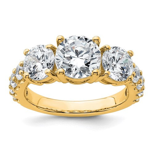 Three-Stone Lab-Grown Diamond Engagement Ring in 14K Yellow Gold, 7mm (4 ct. tw., VS/SI+ G+), Size 7 - Sophia Jewelers Main image