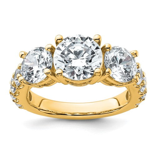 Three-Stone Lab-Grown Diamond Engagement Ring in 14K Yellow Gold (4.99 ct. tw., VS+ F+), Size 7 - Sophia Jewelers