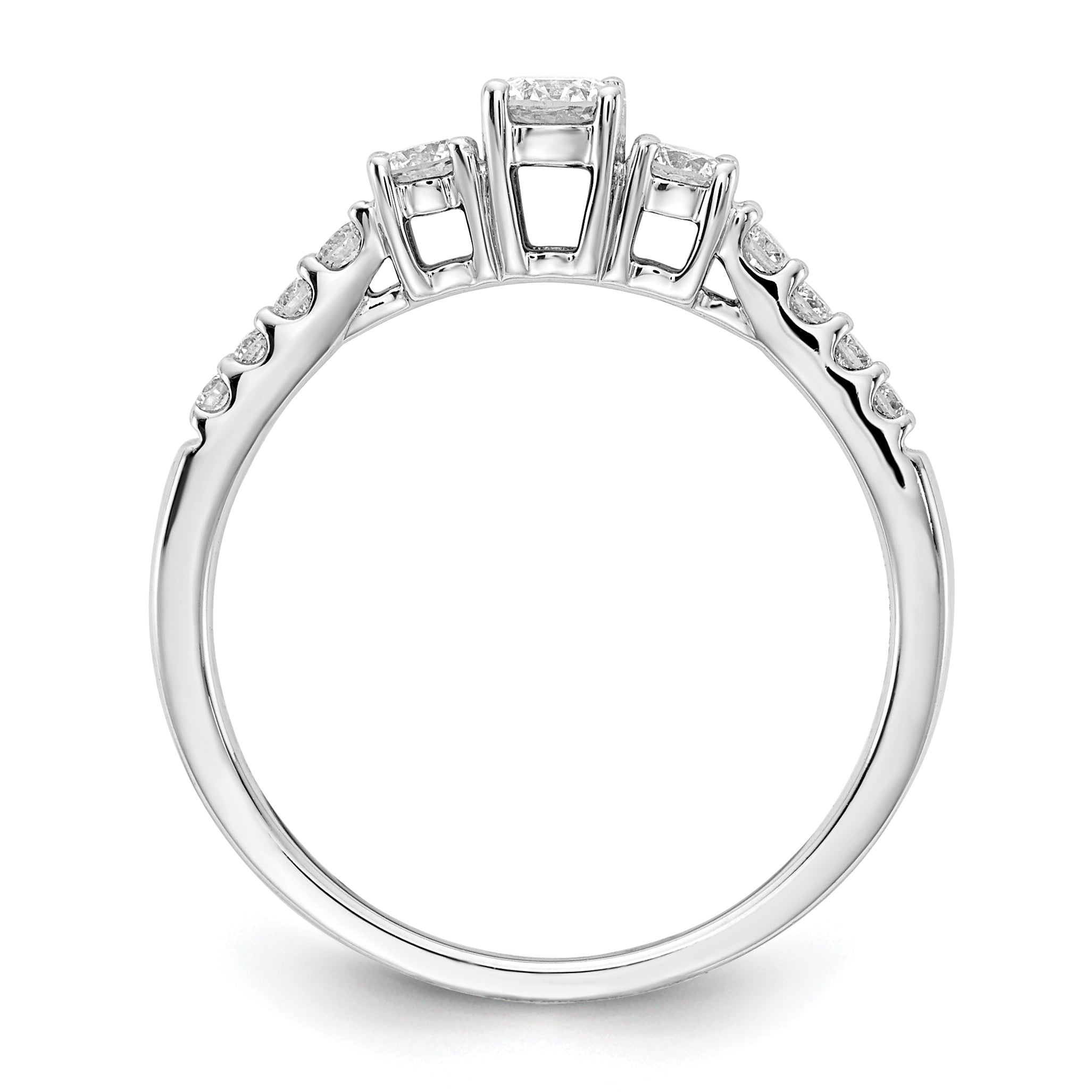 14k White Gold 1/2 carat Lab Grown Diamond VS/SI+ G+ Complete Three Stone Size 9 Engagement Ring