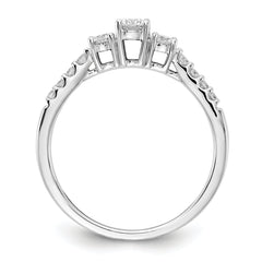14k White Gold 1/2 carat Lab Grown Diamond VS/SI+ G+ Complete Three Stone Size 9 Engagement Ring
