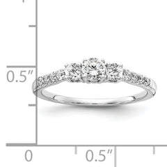 14k White Gold 1/2 carat Lab Grown Diamond VS/SI+ G+ Complete Three Stone Size 9 Engagement Ring