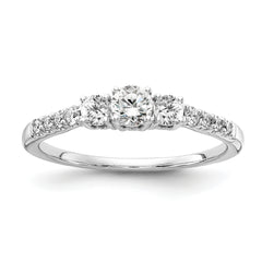 14k White Gold 1/2 carat Lab Grown Diamond VS/SI+ G+ Complete Three Stone Size 9 Engagement Ring