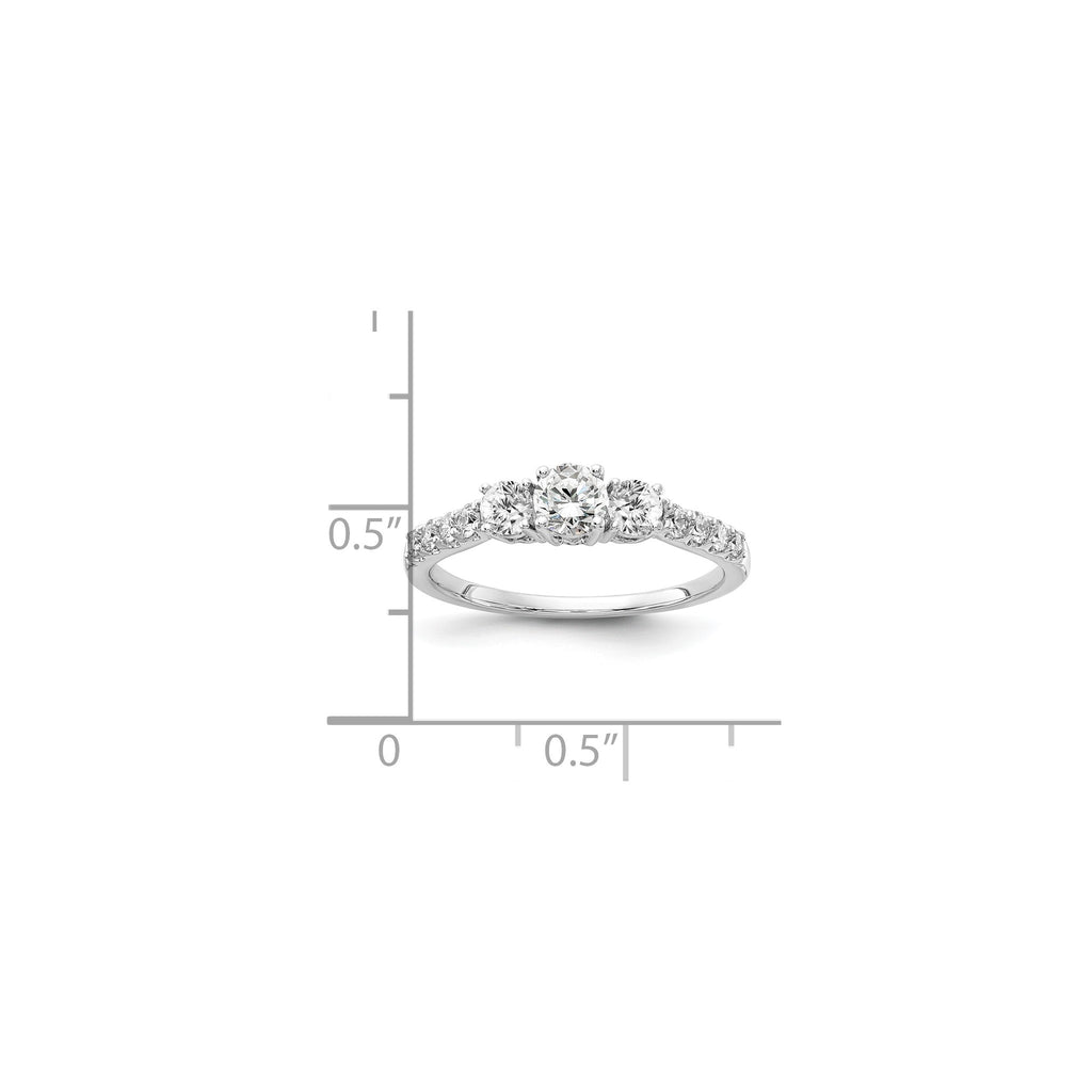 Lab-Grown Diamond Three Stone Engagement Ring in 14K White Gold (3/4 ct. tw.), Size 6 - Sophia Jewelers