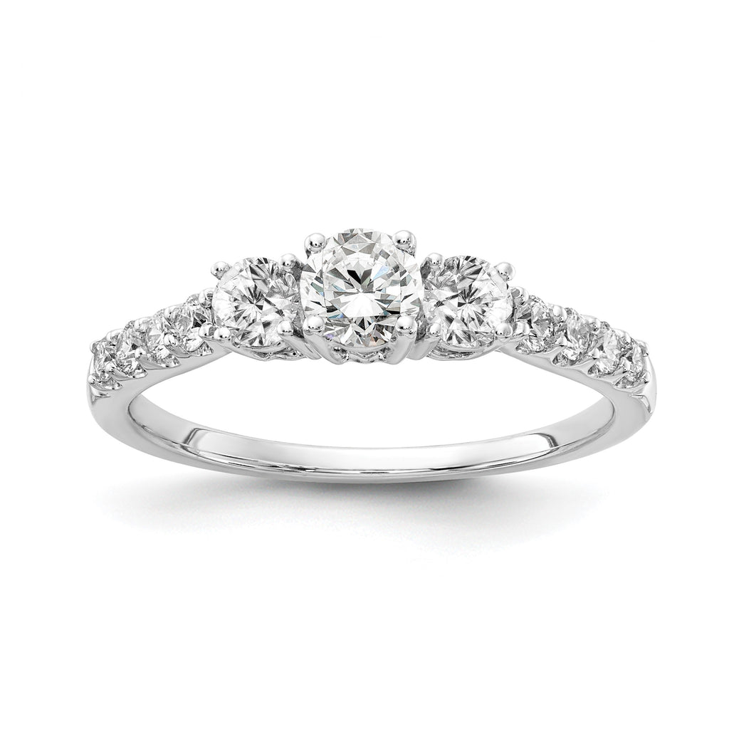 Lab-Grown Diamond Three Stone Engagement Ring in 14K White Gold (3/4 ct. tw.), Size 6 - Sophia Jewelers