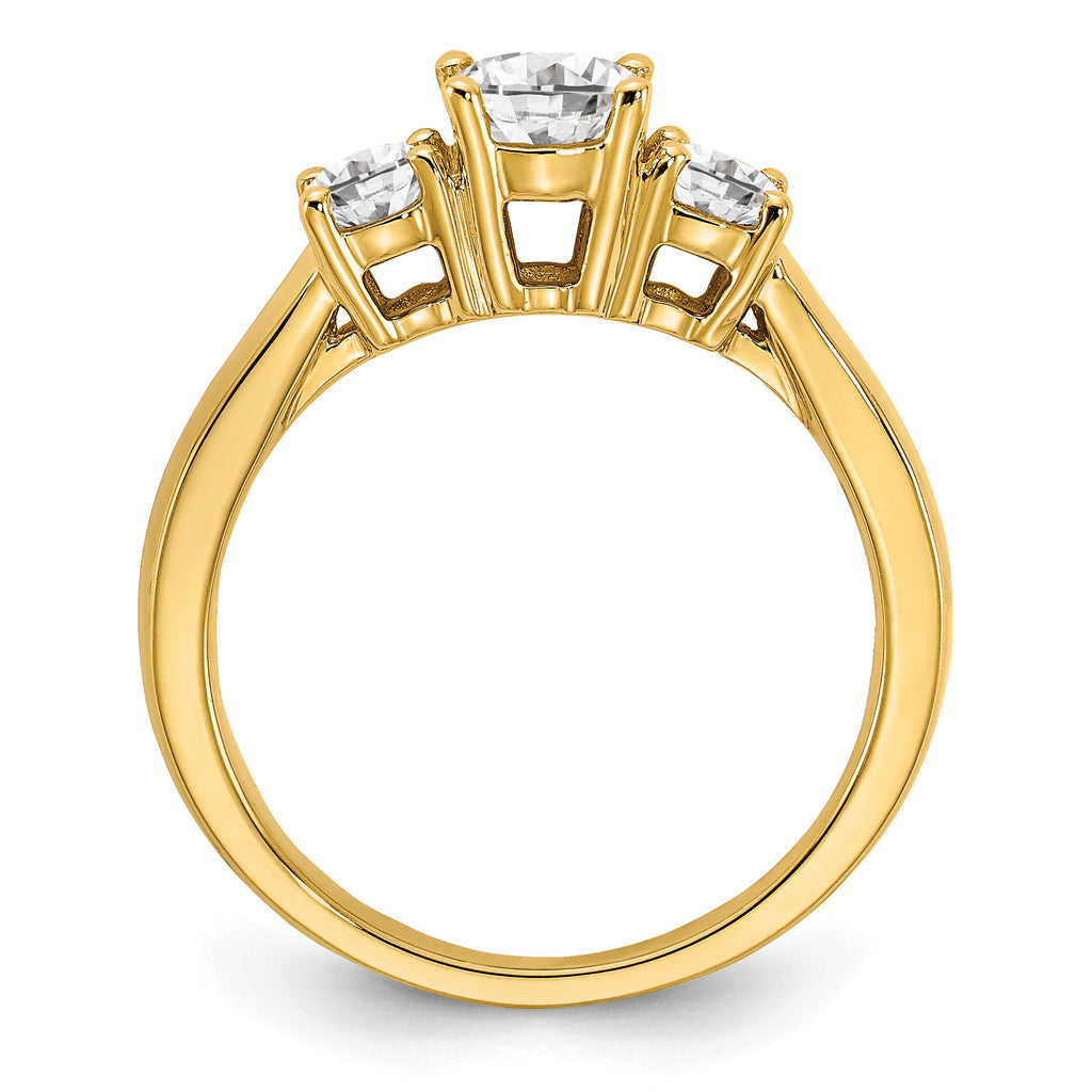 14k 3/4 carat Lab Grown Diamond VS/SI+ G+ 3/4 carat Center Round Three Stone Semi Mount Engagement Ring