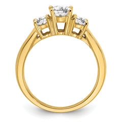 14k 3/4 carat Lab Grown Diamond VS/SI+ G+ 3/4 carat Center Round Three Stone Semi Mount Engagement Ring