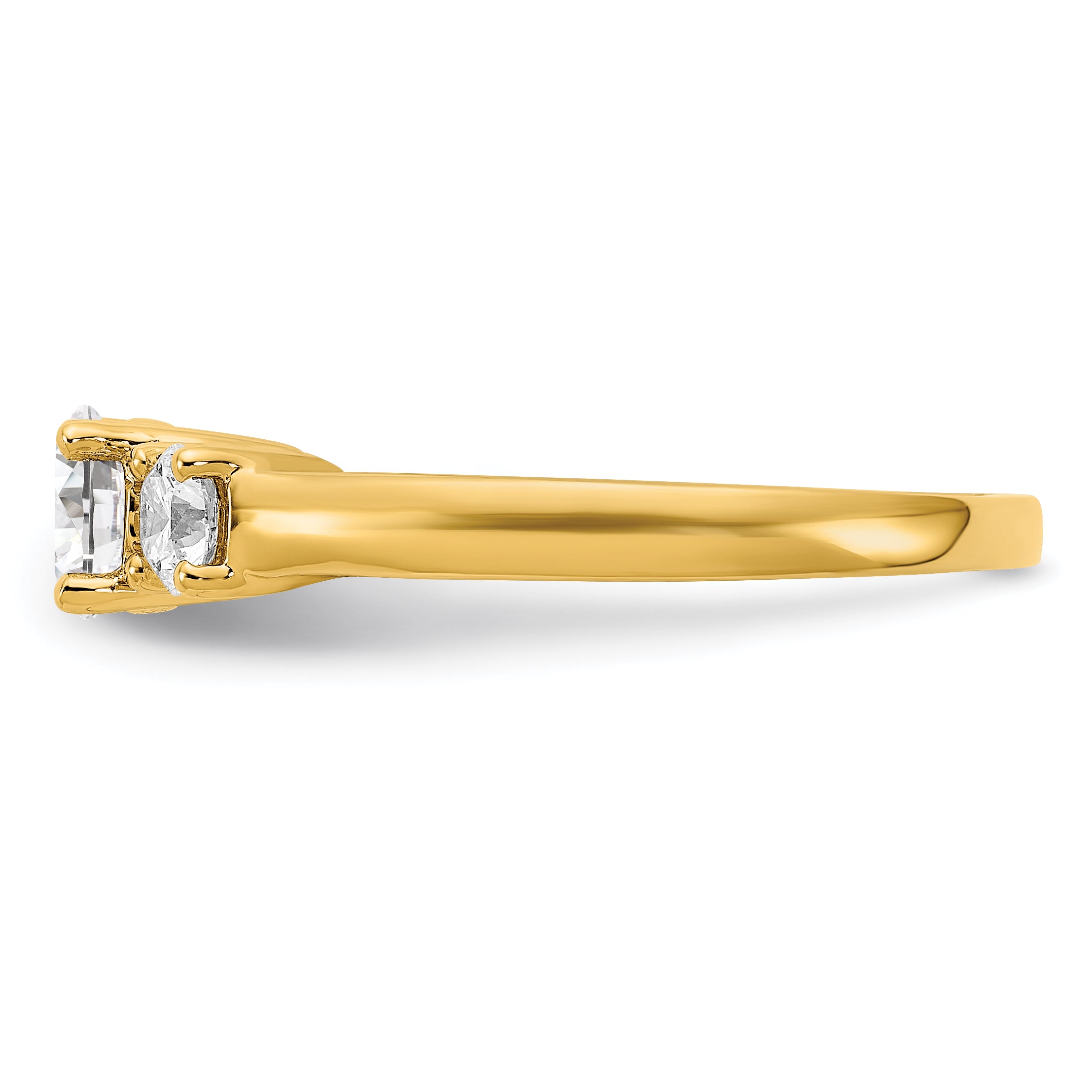 14k 3/4 carat Lab Grown Diamond VS/SI+ G+ 3/4 carat Center Round Three Stone Semi Mount Engagement Ring