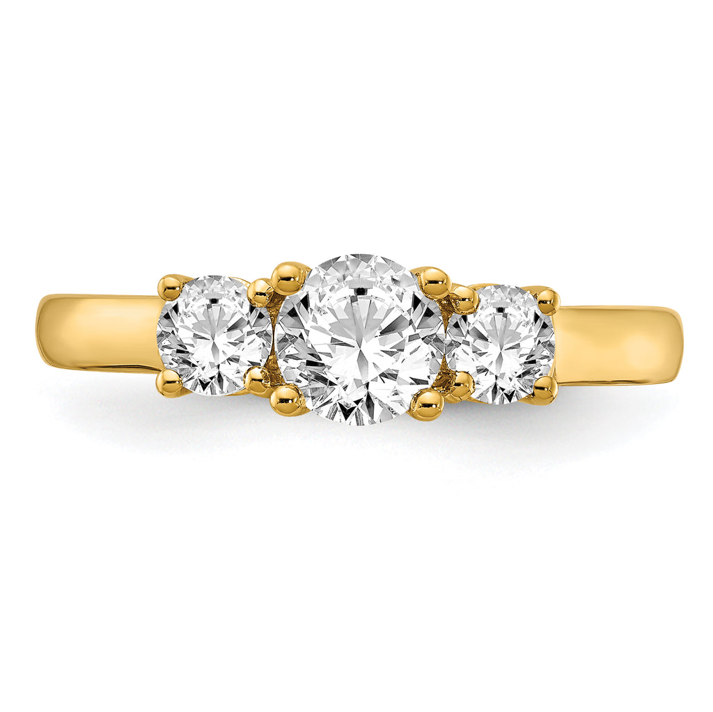 14k 3/4 carat Lab Grown Diamond VS/SI+ G+ 3/4 carat Center Round Three Stone Semi Mount Engagement Ring