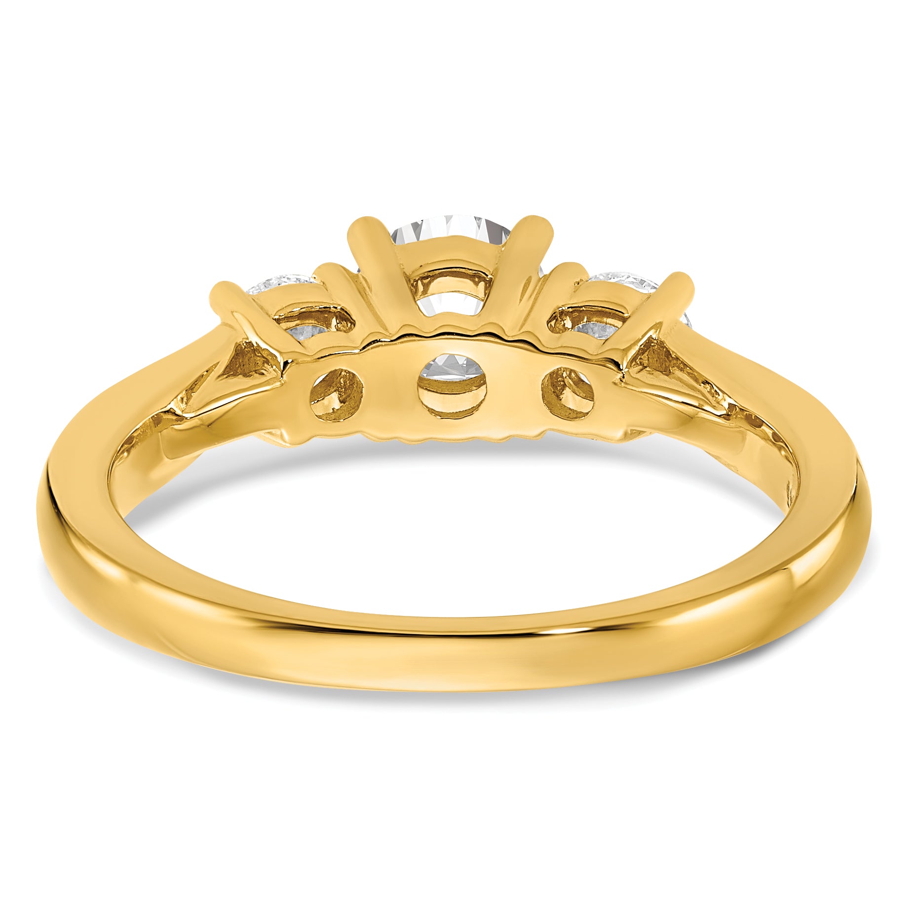14k 3/4 carat Lab Grown Diamond VS/SI+ G+ 3/4 carat Center Round Three Stone Semi Mount Engagement Ring