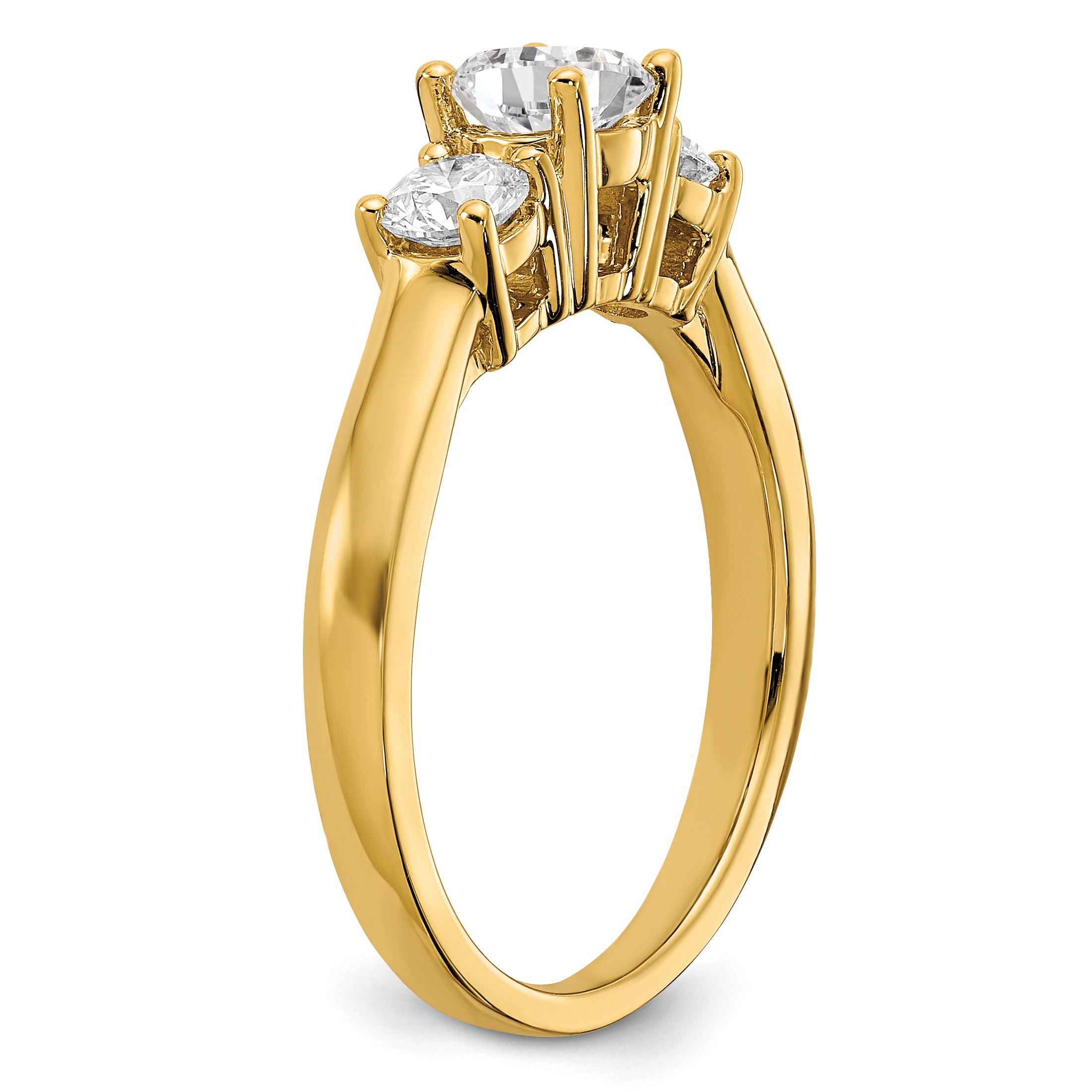 14k 3/4 carat Lab Grown Diamond VS/SI+ G+ 3/4 carat Center Round Three Stone Semi Mount Engagement Ring