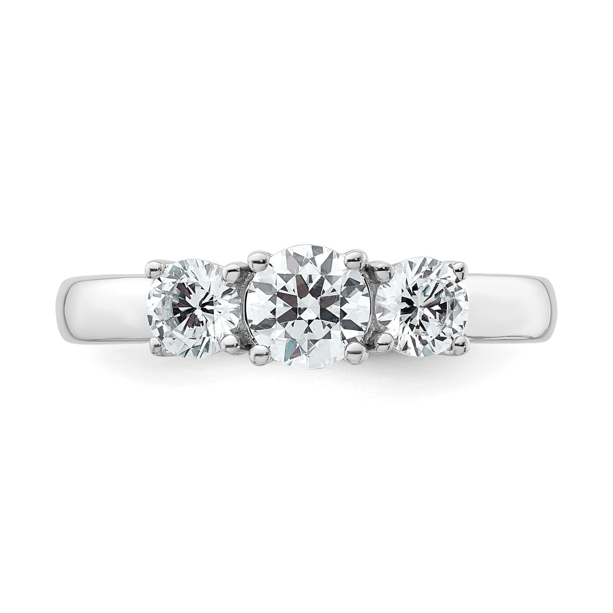Lab-Grown Diamond Three Stone Engagement Ring in 14K White Gold (1 ct. tw.), Size 7 - Sophia Jewelers