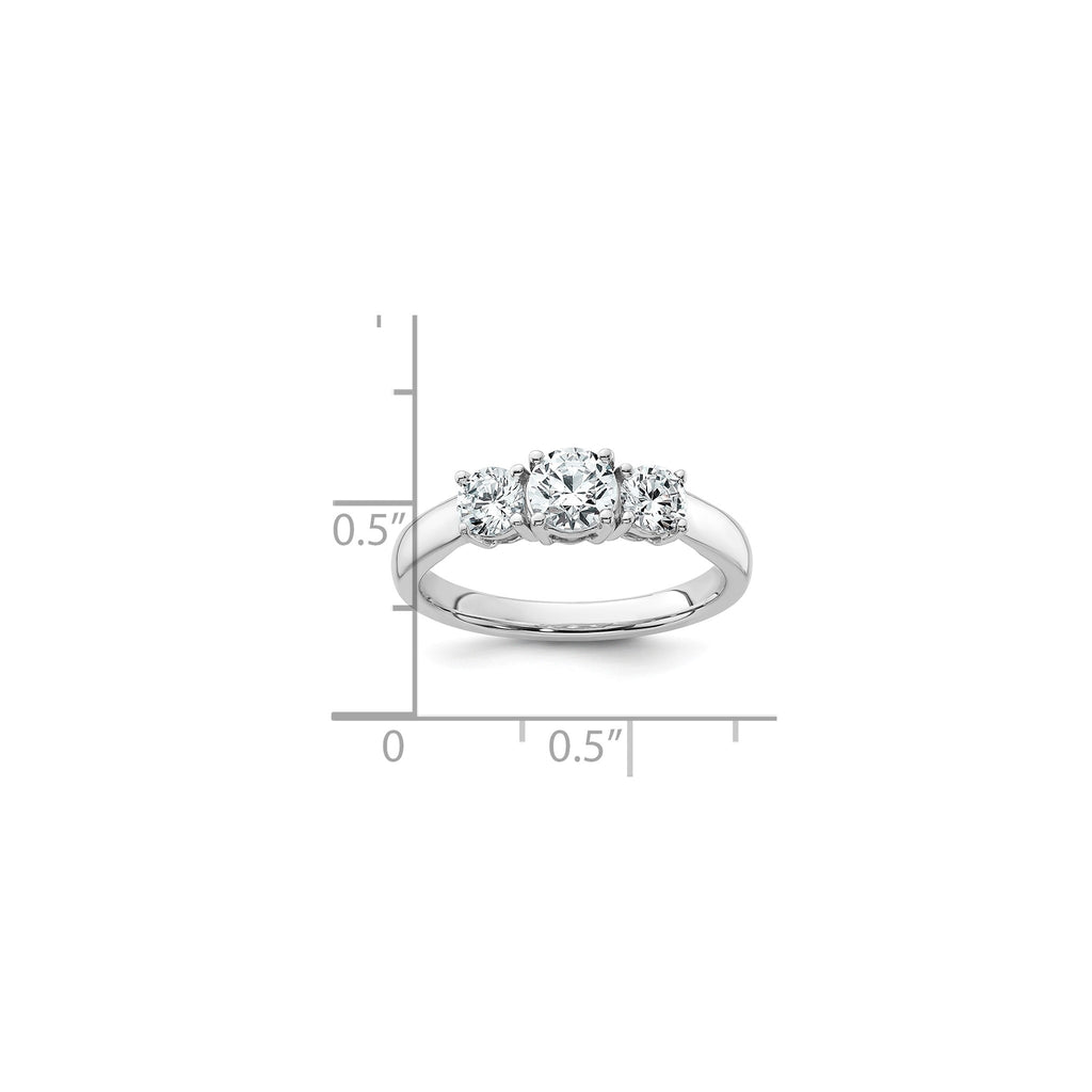 Lab-Grown Diamond Three Stone Engagement Ring in 14K White Gold (1 ct. tw.), Size 7 - Sophia Jewelers
