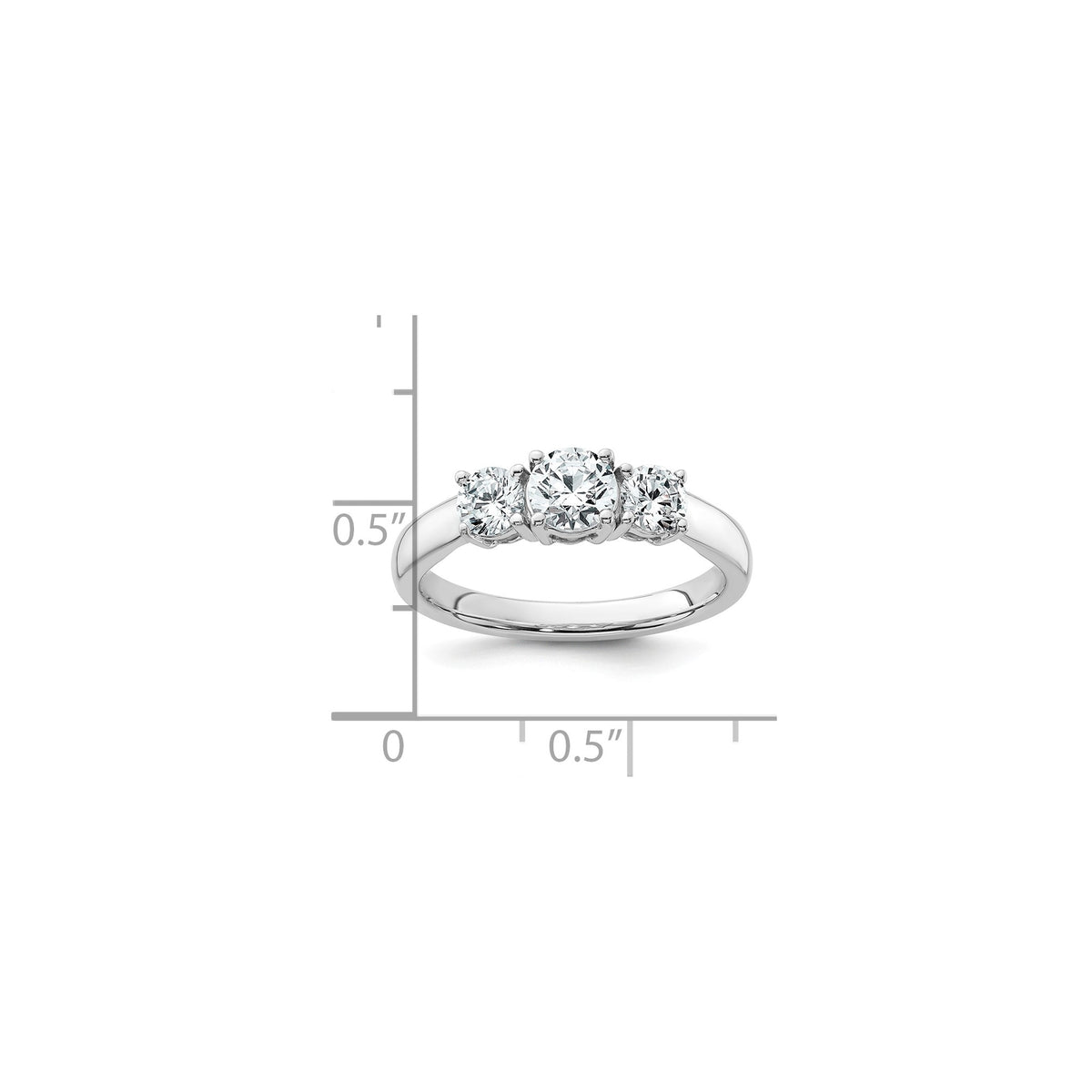Lab-Grown Diamond Three Stone Engagement Ring in 14K White Gold (1 ct. tw.), Size 7 - Sophia Jewelers