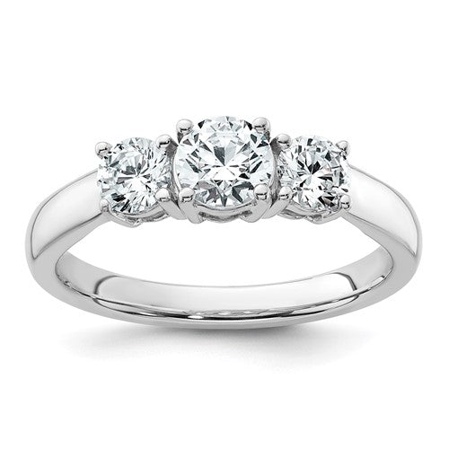 Three-Stone Lab-Grown Diamond Engagement Ring in 14K White Gold, 2.3mm (1 ct. tw., VS/SI+ G+), Size 7 - Sophia Jewelers