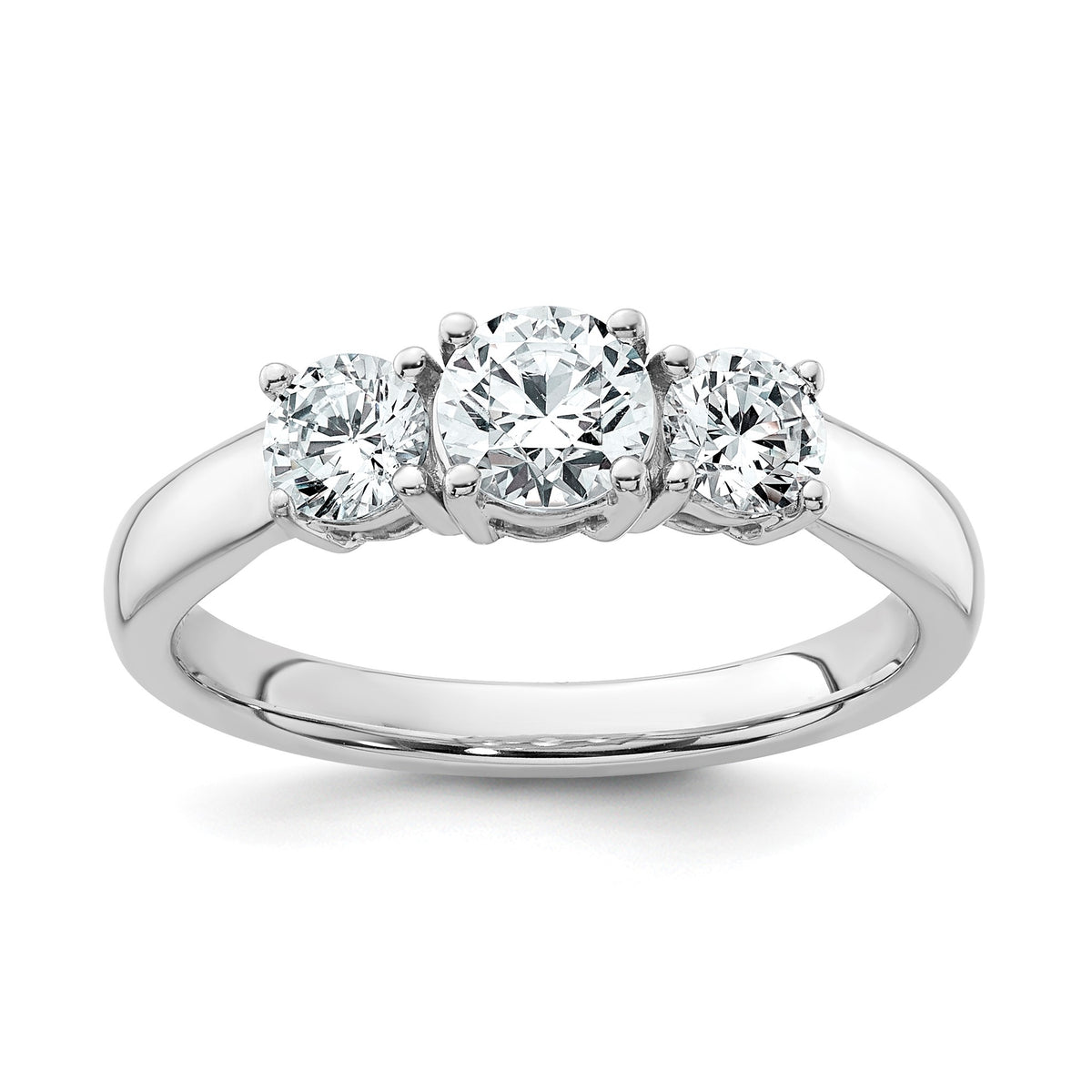 Lab-Grown Diamond Three Stone Engagement Ring in 14K White Gold (1 ct. tw.), Size 7 - Sophia Jewelers