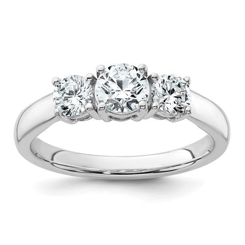 Three-Stone Lab-Grown Diamond Engagement Ring in 14K White Gold, 2.3mm (1 ct. tw., VS+ F+), Size 7 - Sophia Jewelers
