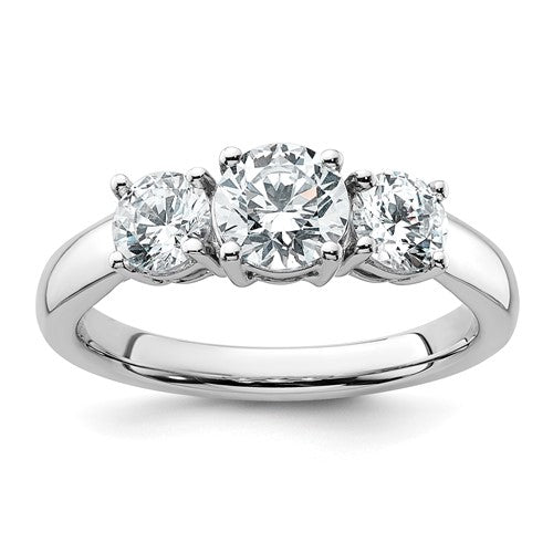 Three-Stone Lab-Grown Diamond Engagement Ring in 14K White Gold (1.49 ct. tw., VS/SI+ G+), Size 7 - Sophia Jewelers