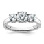 Three-Stone Lab-Grown Diamond Engagement Ring in 14K White Gold (1.49 ct. tw., VS/SI+ G+), Size 7 - Sophia Jewelers